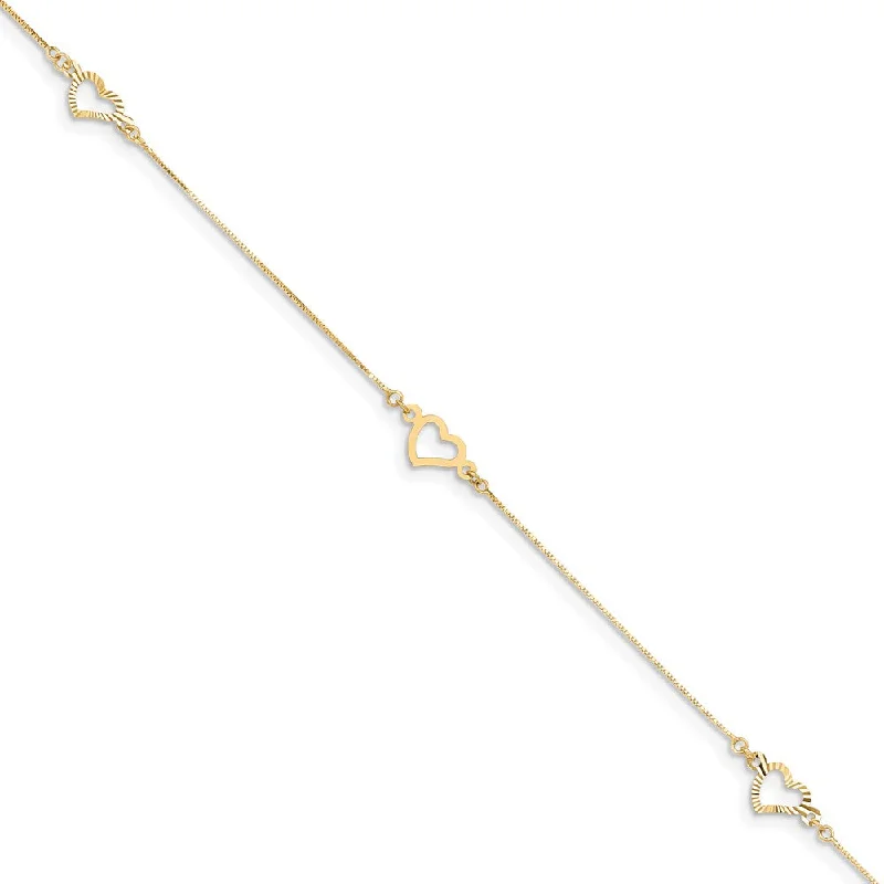 Seasonal Jewelry Sale – Upgrade Your Collection 14k Yellow Gold Adjustable Fancy Heart Anklet, 9 Inch Seasonal Jewelry Sale – Upgrade Your Collection 14k Yellow Gold Adjustable Fancy Heart Anklet, 9 Inch