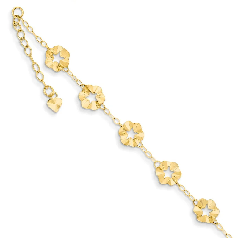 Premium Jewelry At Special Low Prices For A Limited Time 14k Yellow Gold Adjustable Flower Anklet, 9 Inch Premium Jewelry At Special Low Prices For A Limited Time 14k Yellow Gold Adjustable Flower Anklet, 9 Inch