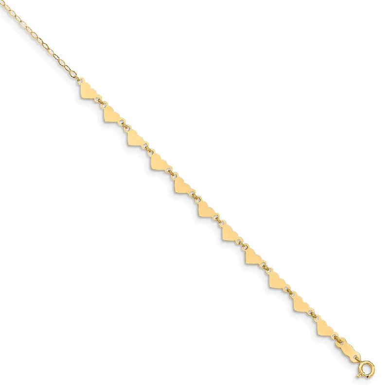 Modern Statement Jewelry For Bold Styling 14k Yellow Gold Adjustable Heart and Oval Link Chain Anklet, 9 Inch Modern Statement Jewelry For Bold Styling 14k Yellow Gold Adjustable Heart and Oval Link Chain Anklet, 9 Inch