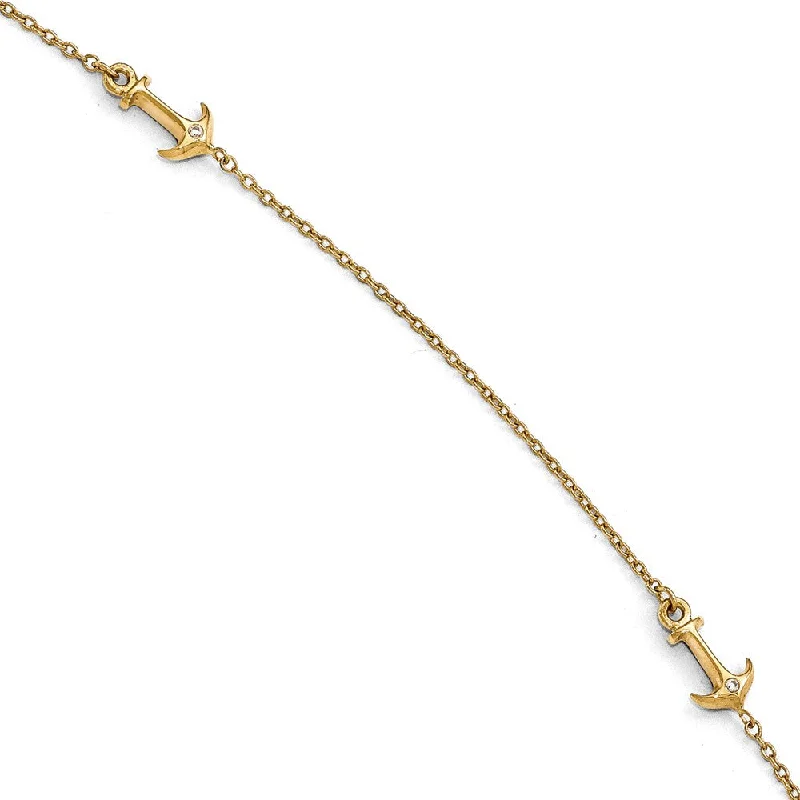 Limited-Time Offer On Premium Jewelry Collections 14k Yellow Gold and Cubic Zirconia Anchor Station Anklet, 9-10 Inch Limited-Time Offer On Premium Jewelry Collections 14k Yellow Gold and Cubic Zirconia Anchor Station Anklet, 9-10 Inch