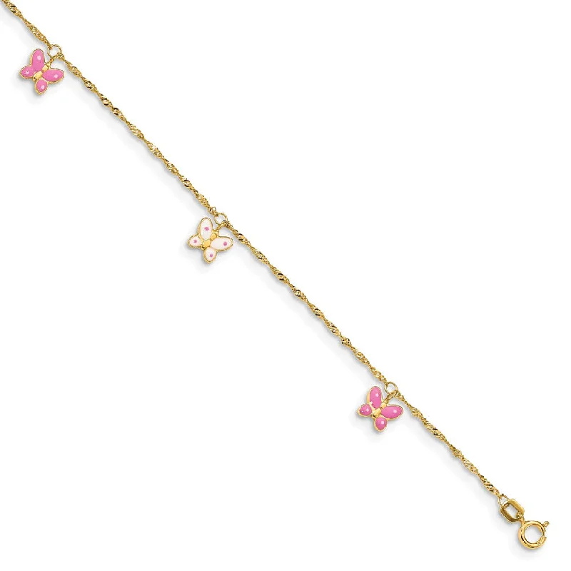 Shop Dazzling Jewelry At The Best Prices 14k Yellow Gold and Enameled Butterfly Adjustable Anklet, 10 Inch Shop Dazzling Jewelry At The Best Prices 14k Yellow Gold and Enameled Butterfly Adjustable Anklet, 10 Inch