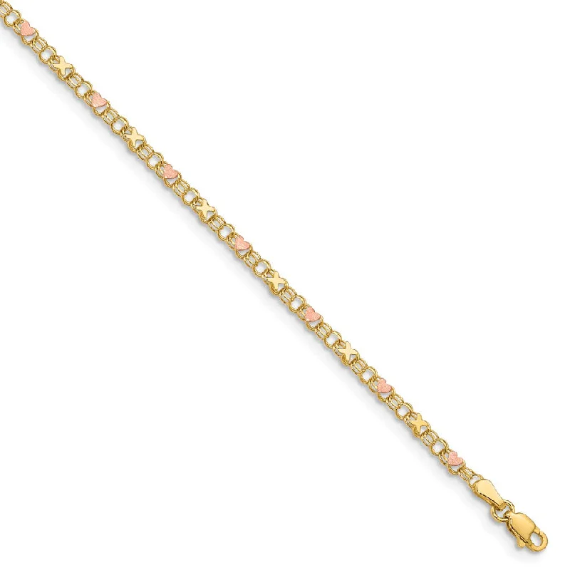 Personalized Jewelry Sale – Unique Pieces At Great Prices 14k Yellow Gold And Pink Rhodium Kisses and Hearts Anklet, 10 Inch Personalized Jewelry Sale – Unique Pieces At Great Prices 14k Yellow Gold And Pink Rhodium Kisses and Hearts Anklet, 10 Inch