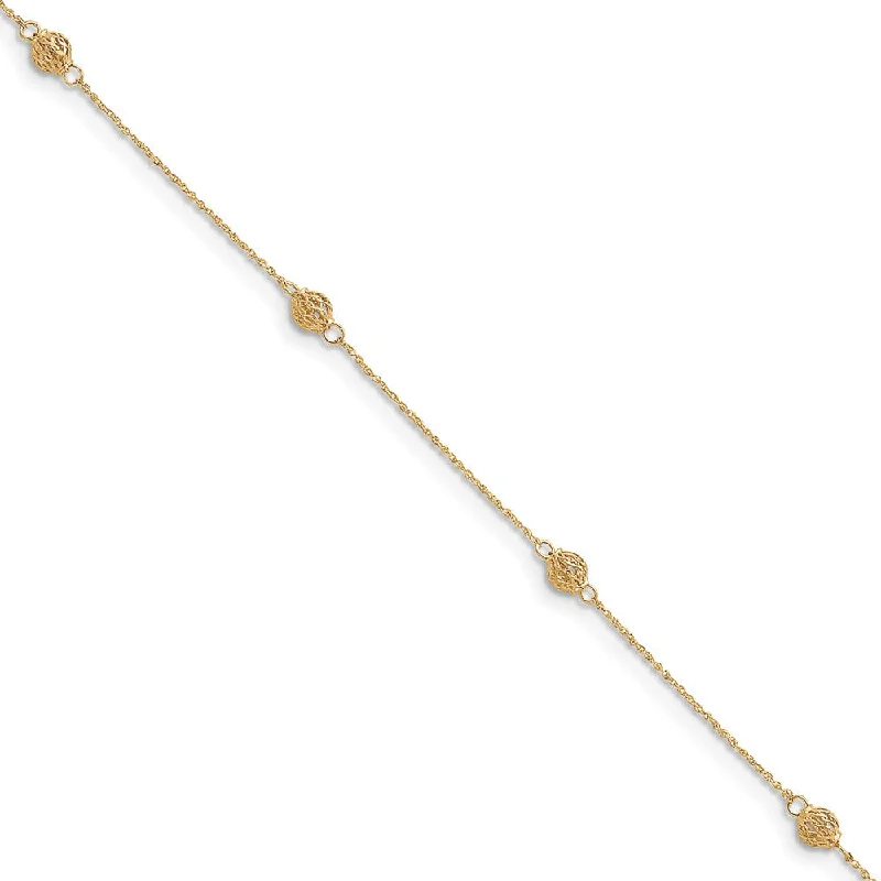 Jewelry Flash Sale – Stylish Designs At Unbeatable Rates 14k Yellow Gold Diamond Cut Anklet with Caged Beads, 10 Inch Jewelry Flash Sale – Stylish Designs At Unbeatable Rates 14k Yellow Gold Diamond Cut Anklet with Caged Beads, 10 Inch