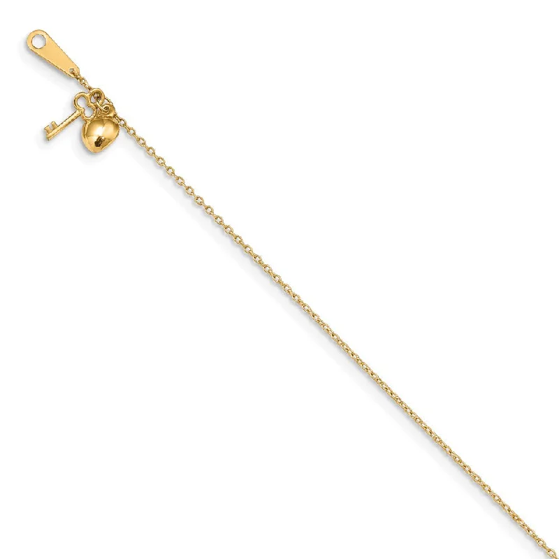 Affordable Elegance – Premium Jewelry At Special Prices 14k Yellow Gold Heart and Key 0.8mm Cable Chain Anklet, 10 Inch Affordable Elegance – Premium Jewelry At Special Prices 14k Yellow Gold Heart and Key 0.8mm Cable Chain Anklet, 10 Inch