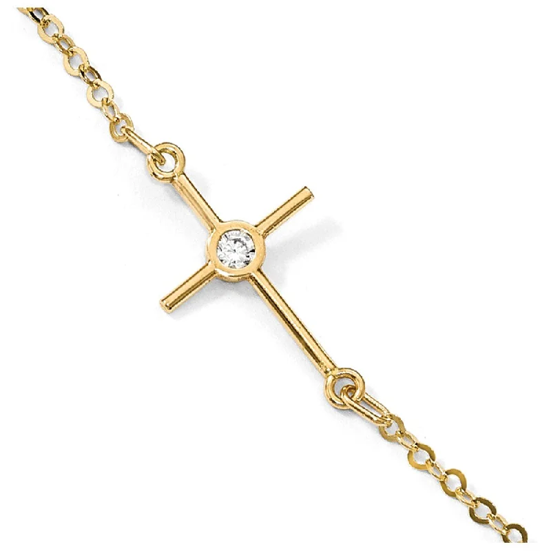 Unique Jewelry Designs Now At Discounted Rates 14k Yellow Gold Polished Cubic Zirconia Cross Station Anklet, 10 Inch Unique Jewelry Designs Now At Discounted Rates 14k Yellow Gold Polished Cubic Zirconia Cross Station Anklet, 10 Inch