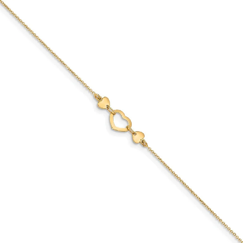 Flash Sale On Exquisite Jewelry – Don't Miss Out 14k Yellow Gold Polished Heart And Cable Chain Anklet, 10-10.75 Inch Flash Sale On Exquisite Jewelry – Don't Miss Out 14k Yellow Gold Polished Heart And Cable Chain Anklet, 10-10.75 Inch