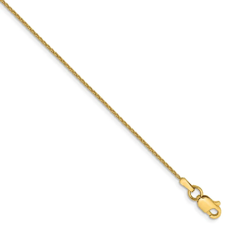 Get The Sparkle You Love At Prices You Adore 1mm, 14k Yellow Gold, Solid Parisian Wheat Chain Anklet