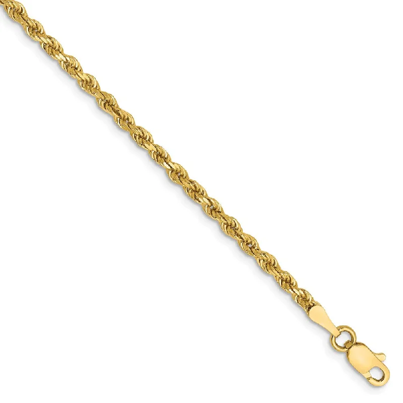 Elevate Your Jewelry Collection With Limited-Time Savings 2.25mm, 14k Yellow Gold, Diamond Cut Solid Rope Chain Anklet Elevate Your Jewelry Collection With Limited-Time Savings 2.25mm, 14k Yellow Gold, Diamond Cut Solid Rope Chain Anklet
