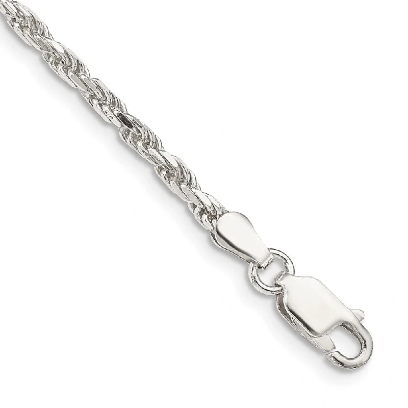 Timeless Jewelry Styles At Wallet-Friendly Prices 2.5mm Sterling Silver Diamond Cut Solid Rope Chain Anklet Timeless Jewelry Styles At Wallet-Friendly Prices 2.5mm Sterling Silver Diamond Cut Solid Rope Chain Anklet
