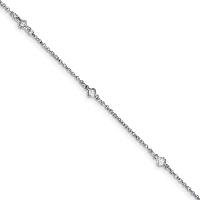 Limited-Time Jewelry Sale – Elegant Styles At Less Fancy CZ Station Anklet in Rhodium-Plated Sterling Silver, 9-10 Inch Limited-Time Jewelry Sale – Elegant Styles At Less Fancy CZ Station Anklet in Rhodium-Plated Sterling Silver, 9-10 Inch