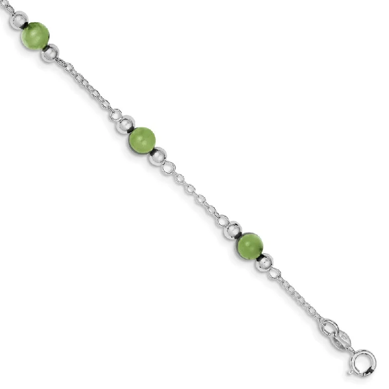 Fashion-Forward Jewelry At Incredible Prices Green Jade in Rhodium-Plated Sterling Silver, Beaded Anklet, 9 Inch Fashion-Forward Jewelry At Incredible Prices Green Jade in Rhodium-Plated Sterling Silver, Beaded Anklet, 9 Inch