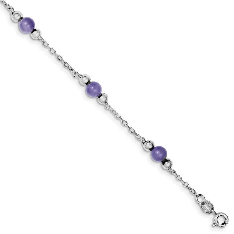 Huge Markdowns On Premium Jewelry Styles Lavender Jade in Rhodium-Plated Sterling Silver, Beaded Anklet, 9 Inch Huge Markdowns On Premium Jewelry Styles Lavender Jade in Rhodium-Plated Sterling Silver, Beaded Anklet, 9 Inch