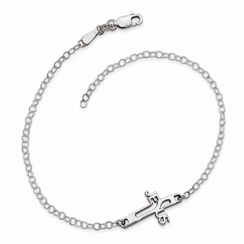 Discounted Jewelry For A Glamorous Look Rhodium Plated Sterling Silver Jesus Cross Anklet, 9.5 Inch Discounted Jewelry For A Glamorous Look Rhodium Plated Sterling Silver Jesus Cross Anklet, 9.5 Inch