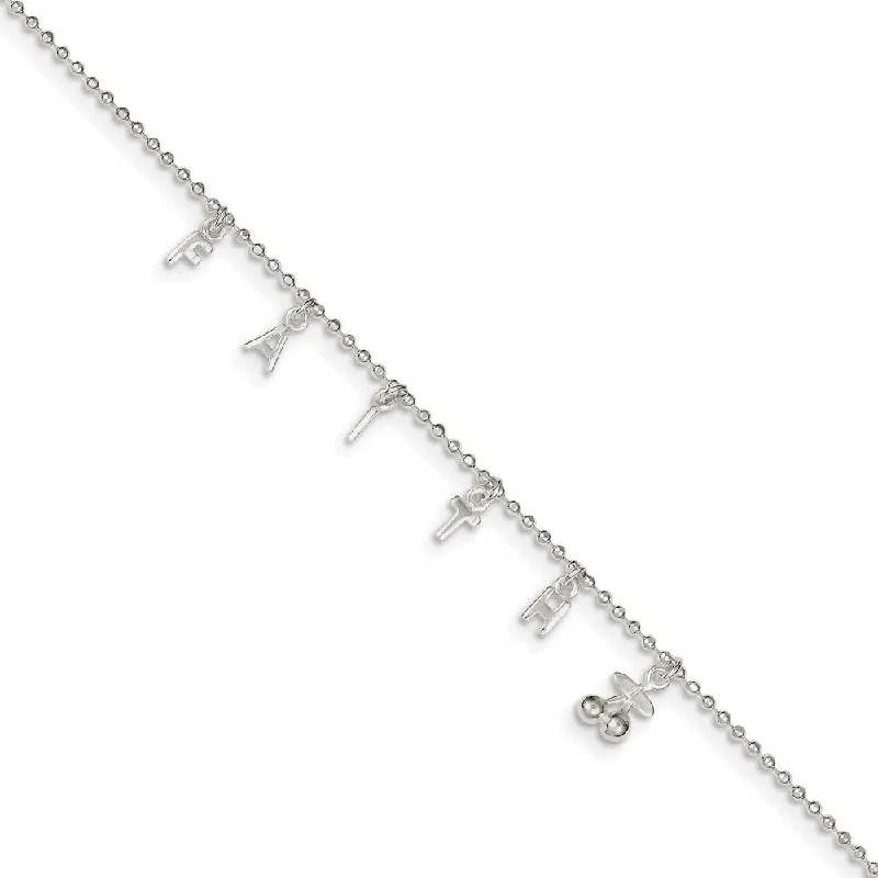 Limited-Stock Jewelry Sale – Once It's Gone, It's Gone Sterling Silver 1.5mm Beaded FAITH Charm Anklet, 10-11 Inch Limited-Stock Jewelry Sale – Once It's Gone, It's Gone Sterling Silver 1.5mm Beaded FAITH Charm Anklet, 10-11 Inch