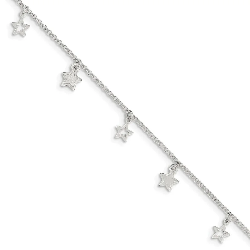 Shine Without Limits – Jewelry Sale Happening Now Sterling Silver 1.5mm Cable and Dangling Stars Anklet, 9-10 Inch Shine Without Limits – Jewelry Sale Happening Now Sterling Silver 1.5mm Cable and Dangling Stars Anklet, 9-10 Inch