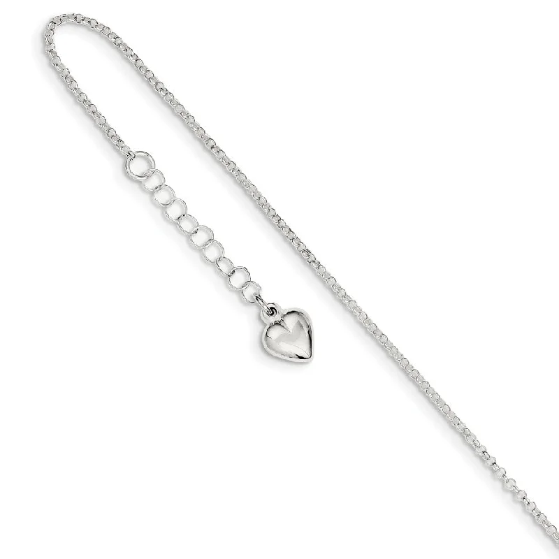Best-Selling Jewelry Styles Now At Exclusive Discounts Sterling Silver 1.5mm Cable Chain And Puffed Heart Anklet, 9-10 Inch Best-Selling Jewelry Styles Now At Exclusive Discounts Sterling Silver 1.5mm Cable Chain And Puffed Heart Anklet, 9-10 Inch