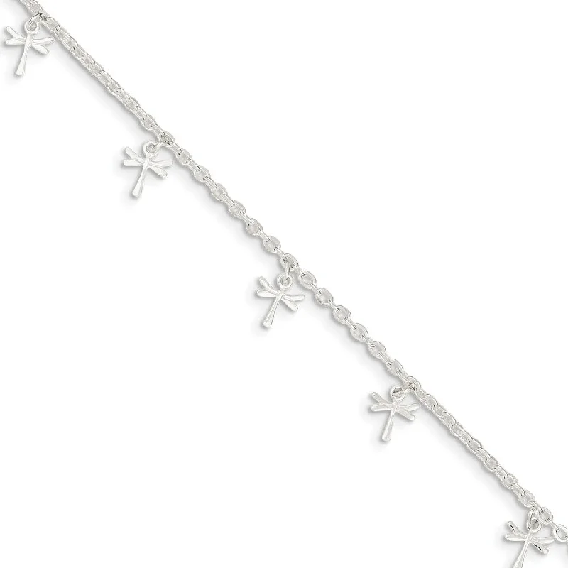 Limited-Stock Jewelry Sale – Once It's Gone, It's Gone Sterling Silver 2.5mm Cable Chain And Dragonfly Charm Anklet, 9-10 In Limited-Stock Jewelry Sale – Once It's Gone, It's Gone Sterling Silver 2.5mm Cable Chain And Dragonfly Charm Anklet, 9-10 In