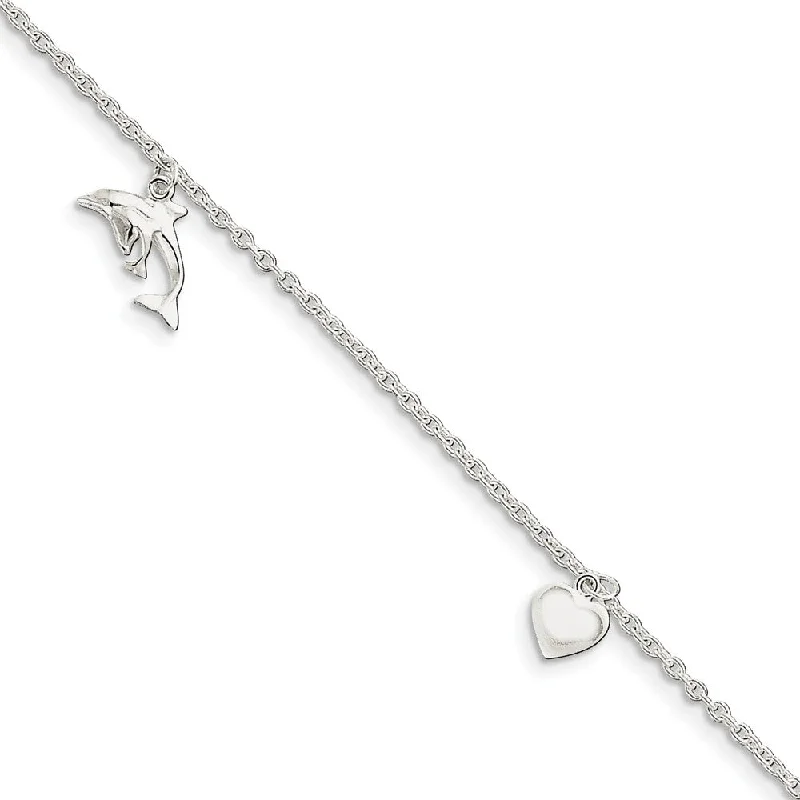 Bestselling Jewelry Now On Sale – Elevate Your Look Sterling Silver 2mm Cable Chain, Dolphin Heart Star Anklet, 9-10 In Bestselling Jewelry Now On Sale – Elevate Your Look Sterling Silver 2mm Cable Chain, Dolphin Heart Star Anklet, 9-10 In