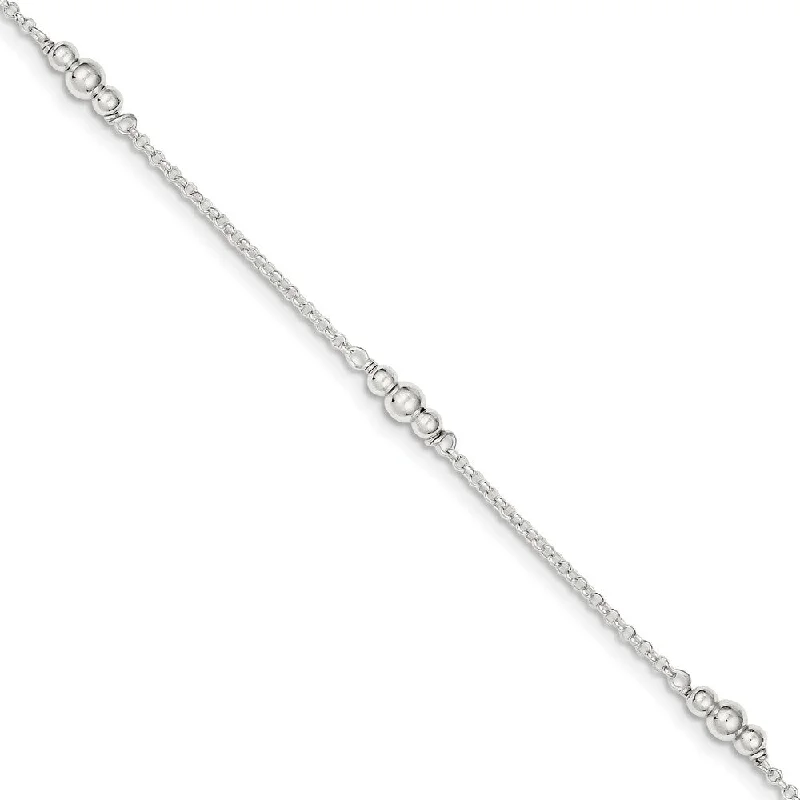 Special Jewelry Deals – Upgrade Your Collection Sterling Silver Bead Accented Cable Chain Adjustable Anklet, 9 Inch Special Jewelry Deals – Upgrade Your Collection Sterling Silver Bead Accented Cable Chain Adjustable Anklet, 9 Inch