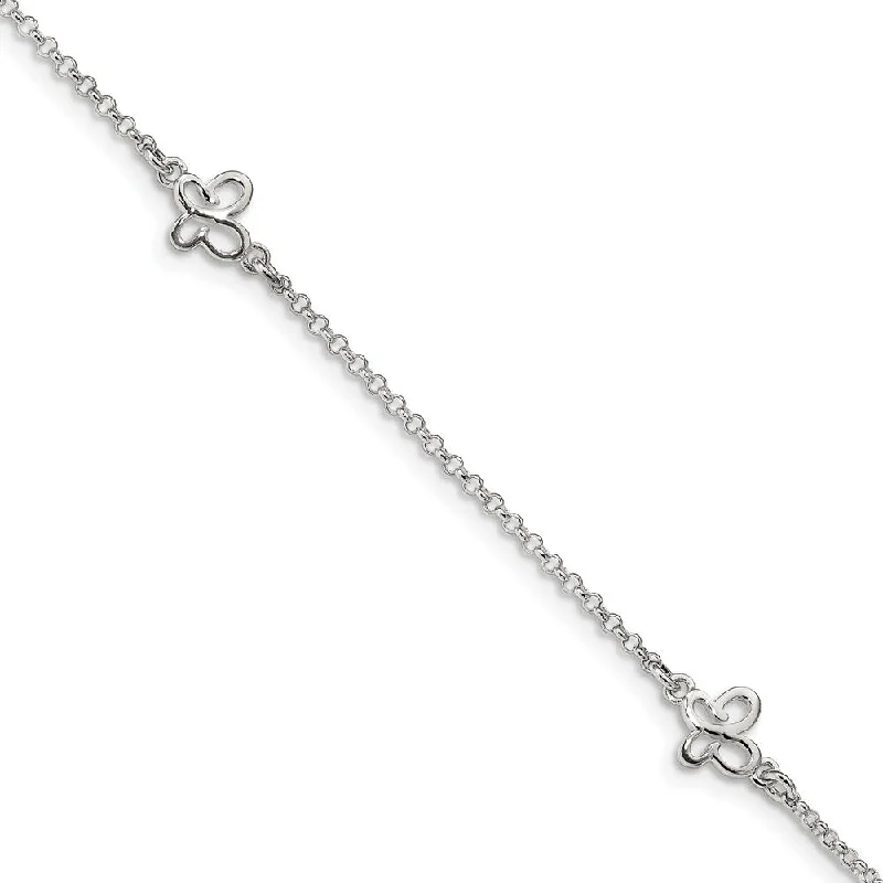 Stunning Jewelry At A Fraction Of The Price Sterling Silver Butterfly Station And 1.5mm Rolo Chain Anklet, 9-10 In Stunning Jewelry At A Fraction Of The Price Sterling Silver Butterfly Station And 1.5mm Rolo Chain Anklet, 9-10 In