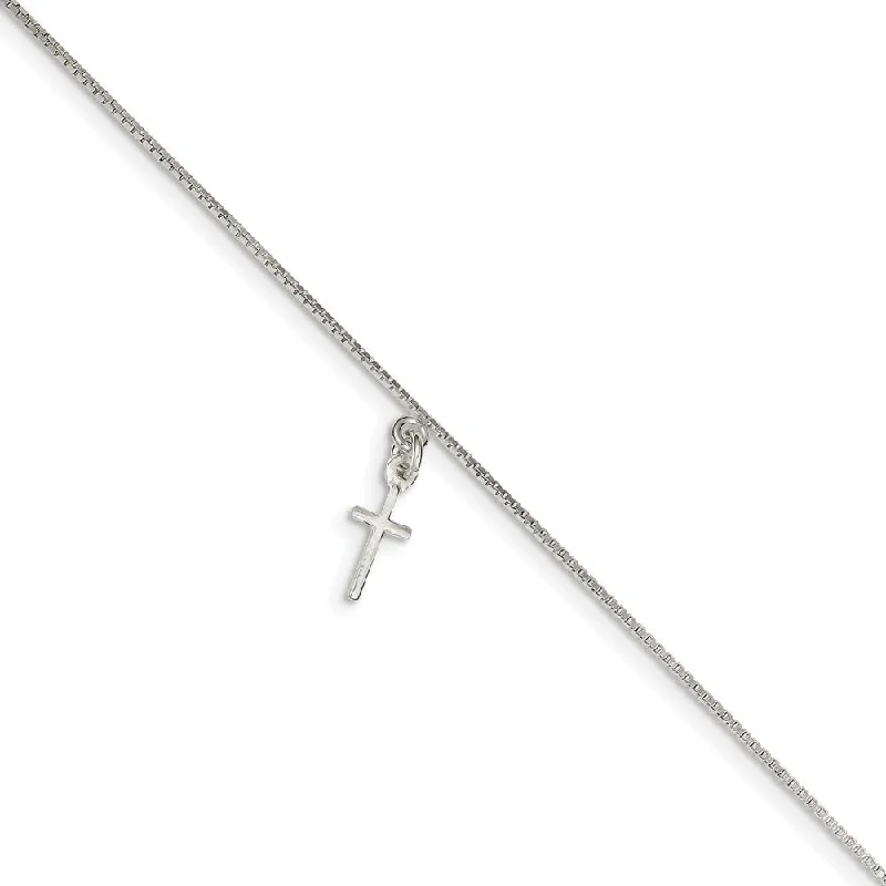 Luxury Jewelry At Unbeatable Discounts Sterling Silver Cross Anklet, 10 Inch