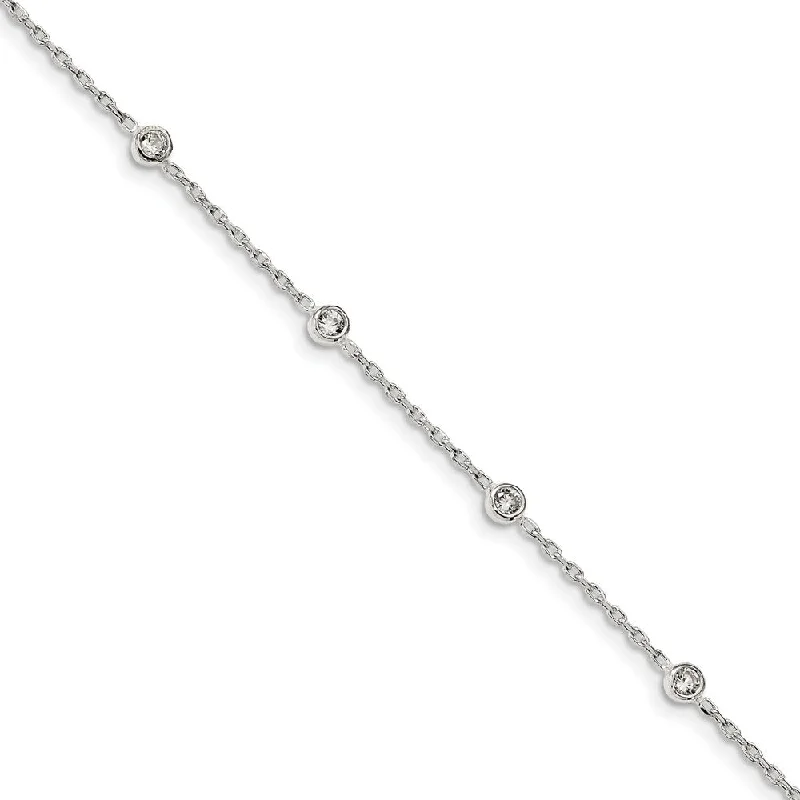 Best-Selling Jewelry Now Available At Special Deals Sterling Silver Cubic Zirconia Station And Cable Chain Anklet, 9-10 In Best-Selling Jewelry Now Available At Special Deals Sterling Silver Cubic Zirconia Station And Cable Chain Anklet, 9-10 In