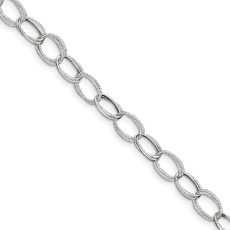 Personalized Engraved Jewelry For Meaningful Gifts Sterling Silver Double Oval Link Anklet, 10 Inch Personalized Engraved Jewelry For Meaningful Gifts Sterling Silver Double Oval Link Anklet, 10 Inch