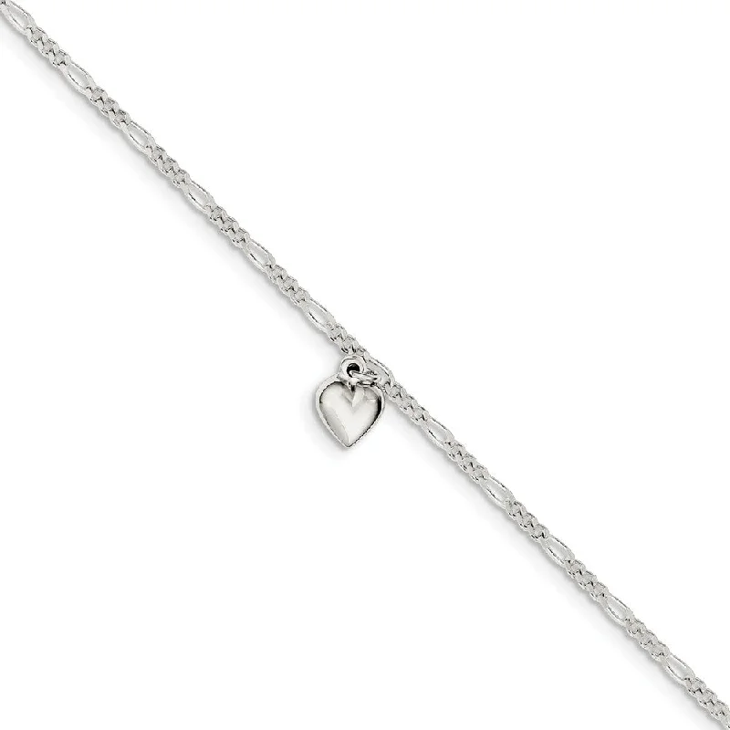 Luxury Meets Affordability – Jewelry Sale Now Live Sterling Silver Figaro Chain Dangling Heart Adjustable Anklet, 9 Inch Luxury Meets Affordability – Jewelry Sale Now Live Sterling Silver Figaro Chain Dangling Heart Adjustable Anklet, 9 Inch