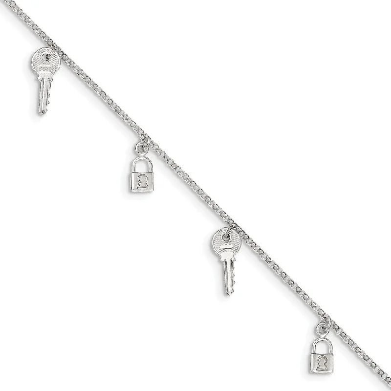 Your Dream Jewelry At Dream Prices – Shop Now Sterling Silver Lock and Key Charm Anklet, 10 Inch Your Dream Jewelry At Dream Prices – Shop Now Sterling Silver Lock and Key Charm Anklet, 10 Inch