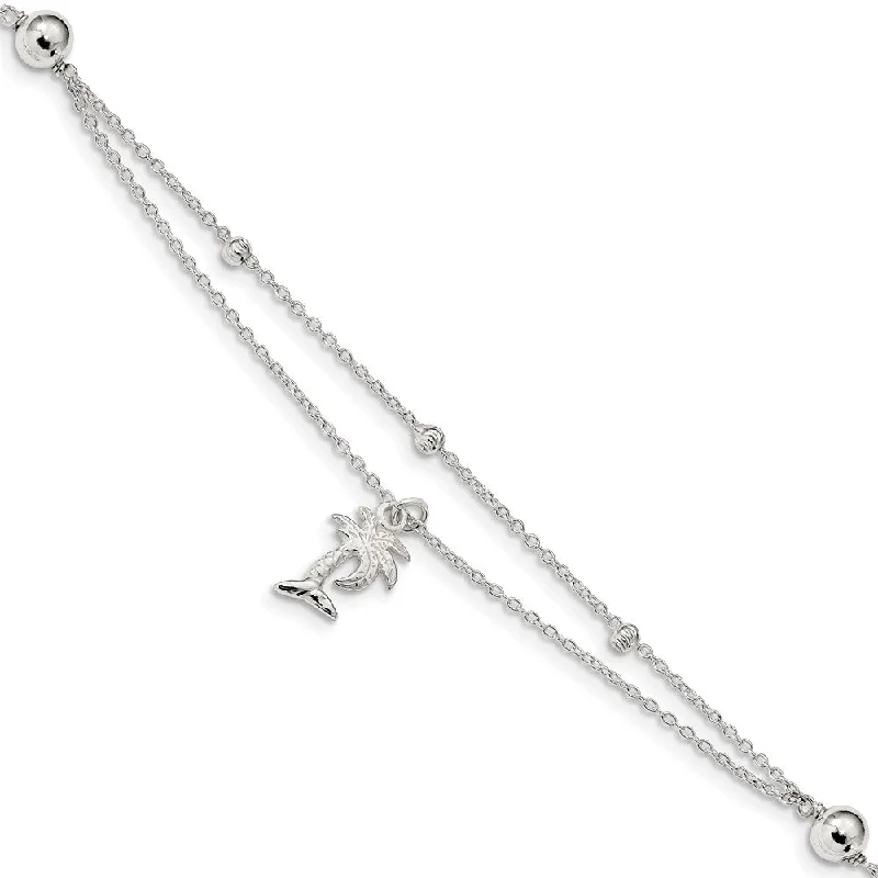 Trending Jewelry Styles Now At Limited-Time Discounts Sterling Silver Palm Tree And 2-Strand 1mm Cable Chain Anklet 9-10 In Trending Jewelry Styles Now At Limited-Time Discounts Sterling Silver Palm Tree And 2-Strand 1mm Cable Chain Anklet 9-10 In