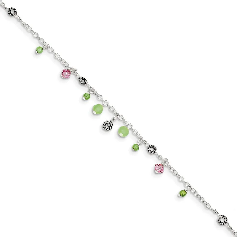 Exclusive Jewelry Discounts – Shop Now For Savings Sterling Silver Pink Crystal, Green Quartz And Peridot Anklet, 9 Inch Exclusive Jewelry Discounts – Shop Now For Savings Sterling Silver Pink Crystal, Green Quartz And Peridot Anklet, 9 Inch