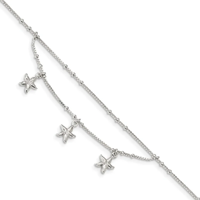 Last Chance To Grab Your Favorite Jewelry At A Discount Sterling Silver Triple Starfish 0.8mm Box Chain Swag Anklet, 9-10 In Last Chance To Grab Your Favorite Jewelry At A Discount Sterling Silver Triple Starfish 0.8mm Box Chain Swag Anklet, 9-10 In