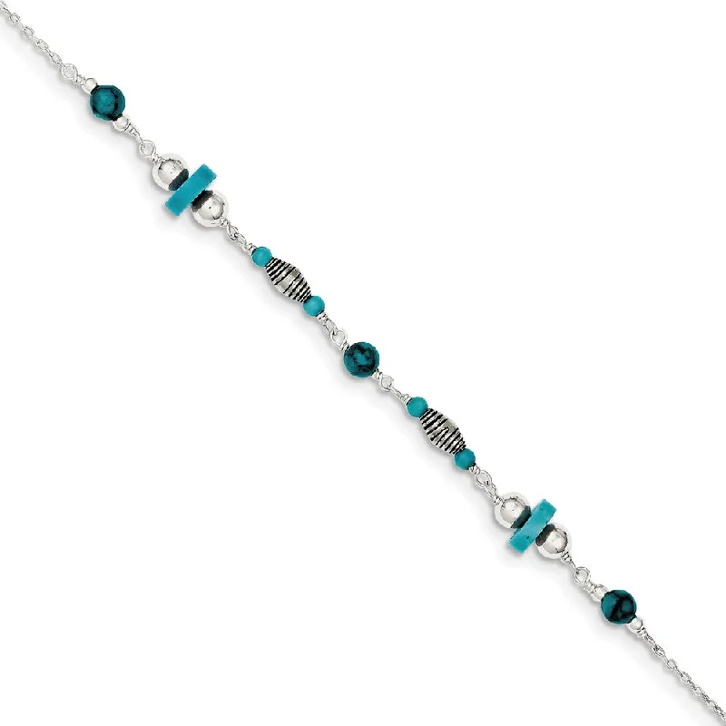 Premium Diamond Jewelry For Unforgettable Moments Sterling Silver Turquoise Anklet, 9 Inch Premium Diamond Jewelry For Unforgettable Moments Sterling Silver Turquoise Anklet, 9 Inch