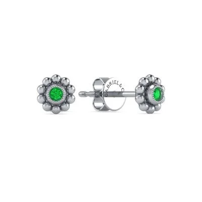Fashion-Forward Geometric Jewelry For Contemporary Style 14k White Gold .03 Emerald Stud Earring Fashion-Forward Geometric Jewelry For Contemporary Style 14k White Gold .03 Emerald Stud Earring