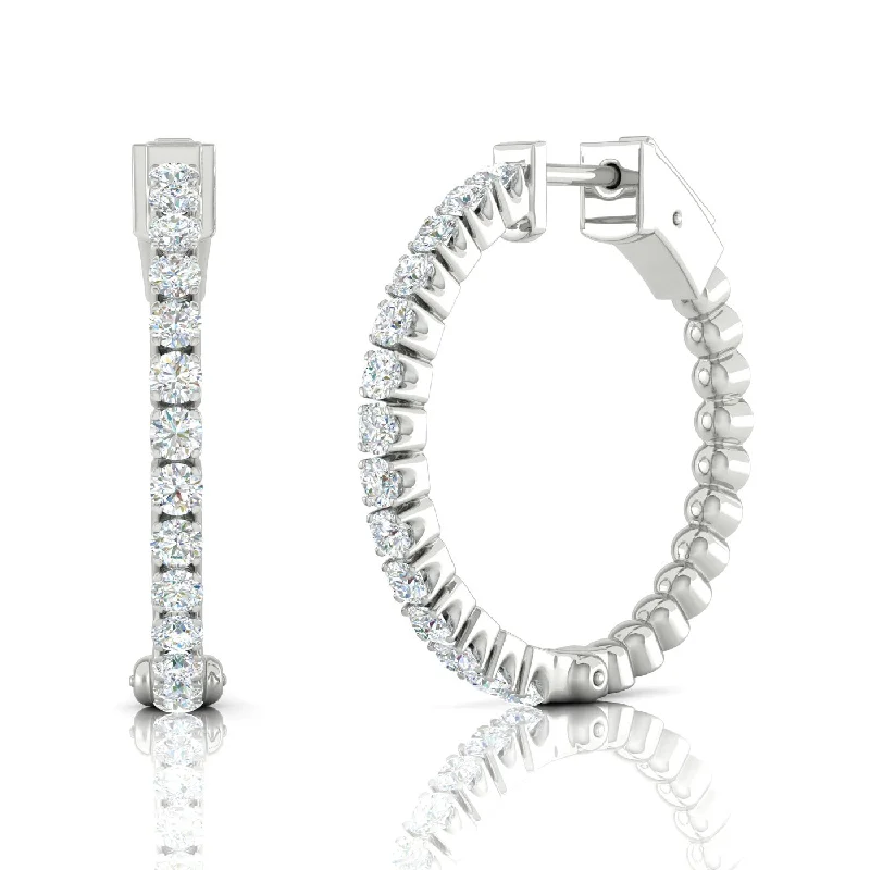 Luxury Handcrafted Jewelry For Elegant Looks 14k White Gold .97cttw Diamond Hoop Earrings Luxury Handcrafted Jewelry For Elegant Looks 14k White Gold .97cttw Diamond Hoop Earrings