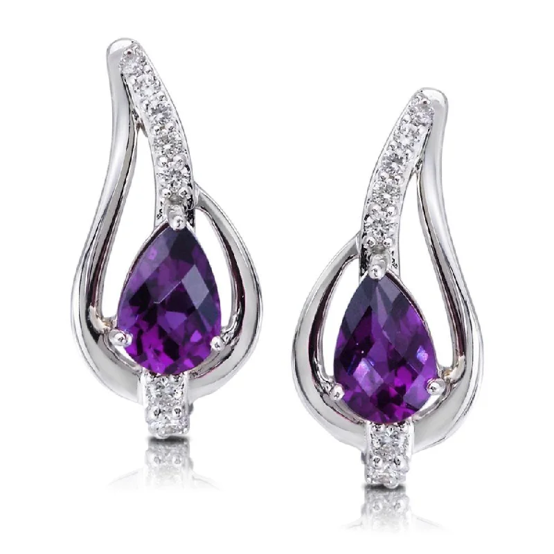 Big Savings On Your Favorite Jewelry Pieces 14K White Gold Amethyst/Diamond Earrings Big Savings On Your Favorite Jewelry Pieces 14K White Gold Amethyst/Diamond Earrings