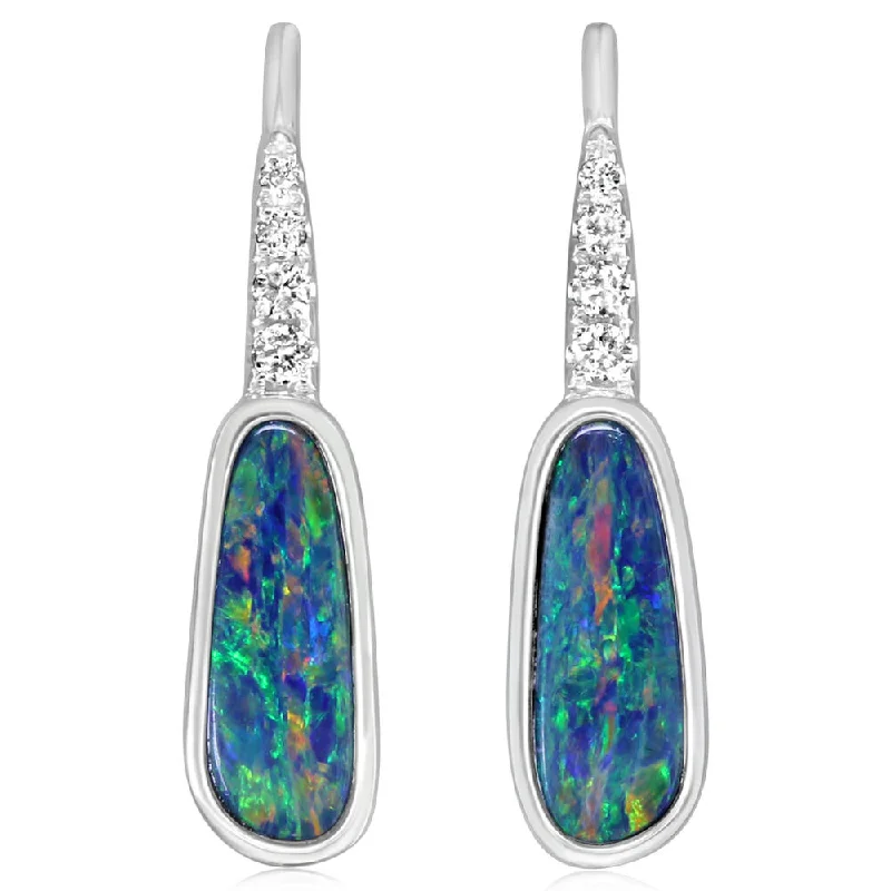 Jewelry Clearance Event – Last Chance For Stunning Deals 14K White Gold Australian Opal Doublet/Diamond Earrings Jewelry Clearance Event – Last Chance For Stunning Deals 14K White Gold Australian Opal Doublet/Diamond Earrings