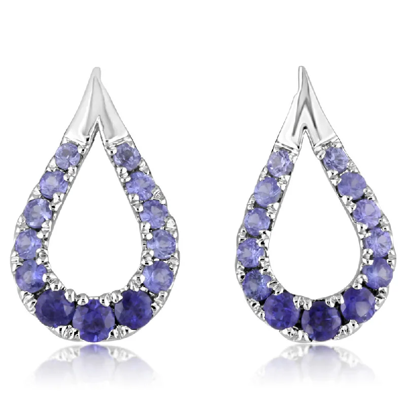 Timeless Jewelry At Special Discount Rates 14K White Gold Graduated Blue Sapphire Earrings Timeless Jewelry At Special Discount Rates 14K White Gold Graduated Blue Sapphire Earrings