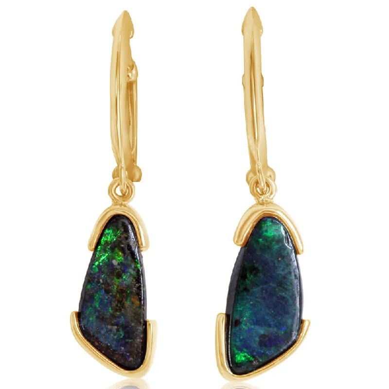 Once-A-Year Jewelry Sale – Grab Your Favorites Now 14K Yellow Gold Australian Boulder Opal Earrings Once-A-Year Jewelry Sale – Grab Your Favorites Now 14K Yellow Gold Australian Boulder Opal Earrings