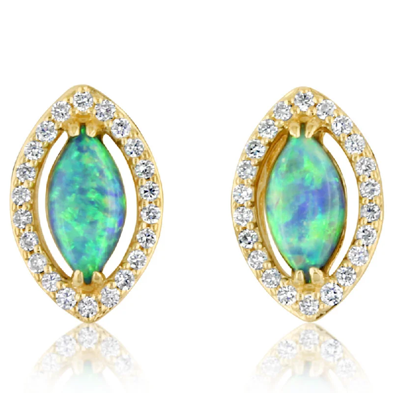 Accessorize For Less – Luxury Jewelry At Affordable Prices 14K Yellow Gold Australian Opal/Diamond Earrings Accessorize For Less – Luxury Jewelry At Affordable Prices 14K Yellow Gold Australian Opal/Diamond Earrings