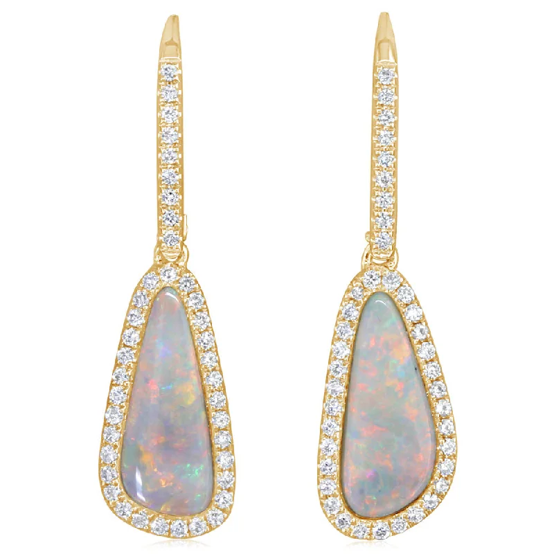 Unbeatable Offers On Luxury And Everyday Jewelry 14K Yellow Gold Australian Opal/Diamond Earrings Unbeatable Offers On Luxury And Everyday Jewelry 14K Yellow Gold Australian Opal/Diamond Earrings