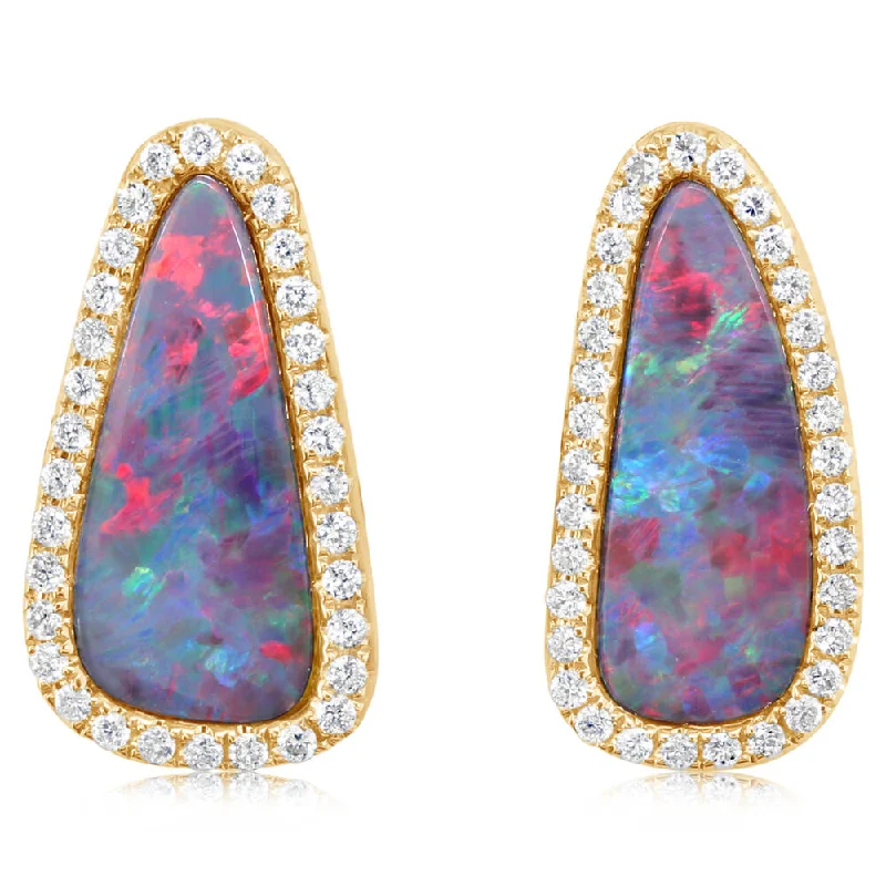 Exclusive Jewelry Sale Event – Shop Now 14K Yellow Gold Australian Opal Doublet/Diamond Earrings Exclusive Jewelry Sale Event – Shop Now 14K Yellow Gold Australian Opal Doublet/Diamond Earrings