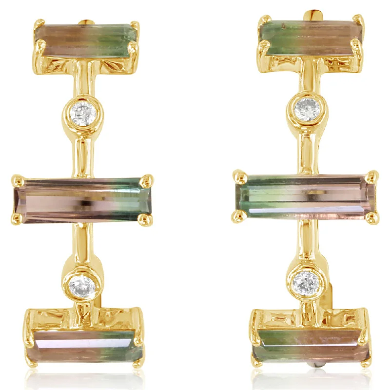 Jewelry Clearance Sale – Final Reductions 14K Yellow Gold Bi-Color Tourmaline/Diamond Earrings Jewelry Clearance Sale – Final Reductions 14K Yellow Gold Bi-Color Tourmaline/Diamond Earrings