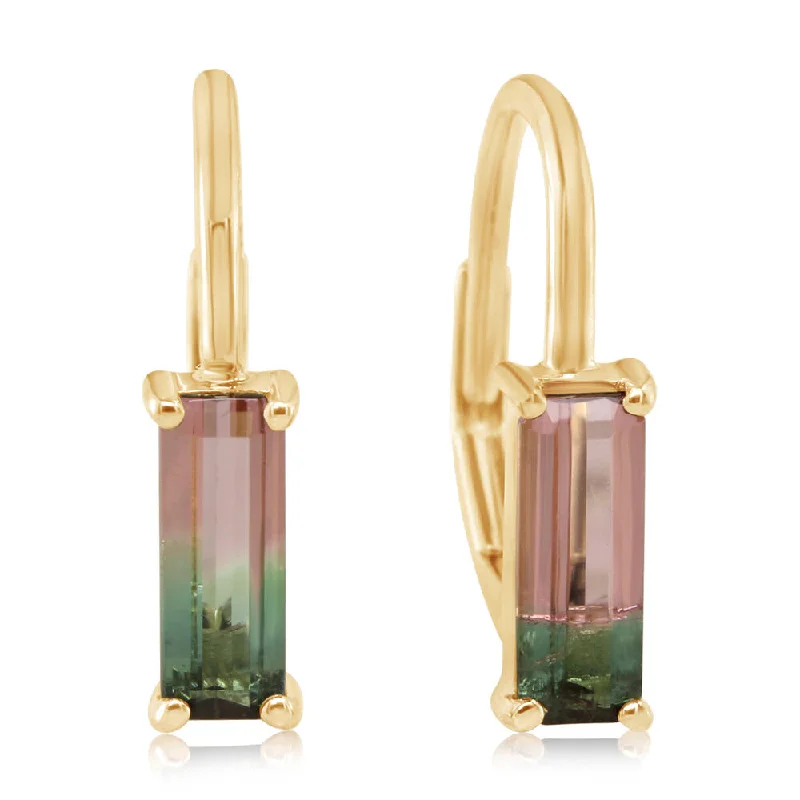 Final Call – Shop Exquisite Jewelry Before It's Gone 14K Yellow Gold Bi-Color Tourmaline Earrings Final Call – Shop Exquisite Jewelry Before It's Gone 14K Yellow Gold Bi-Color Tourmaline Earrings