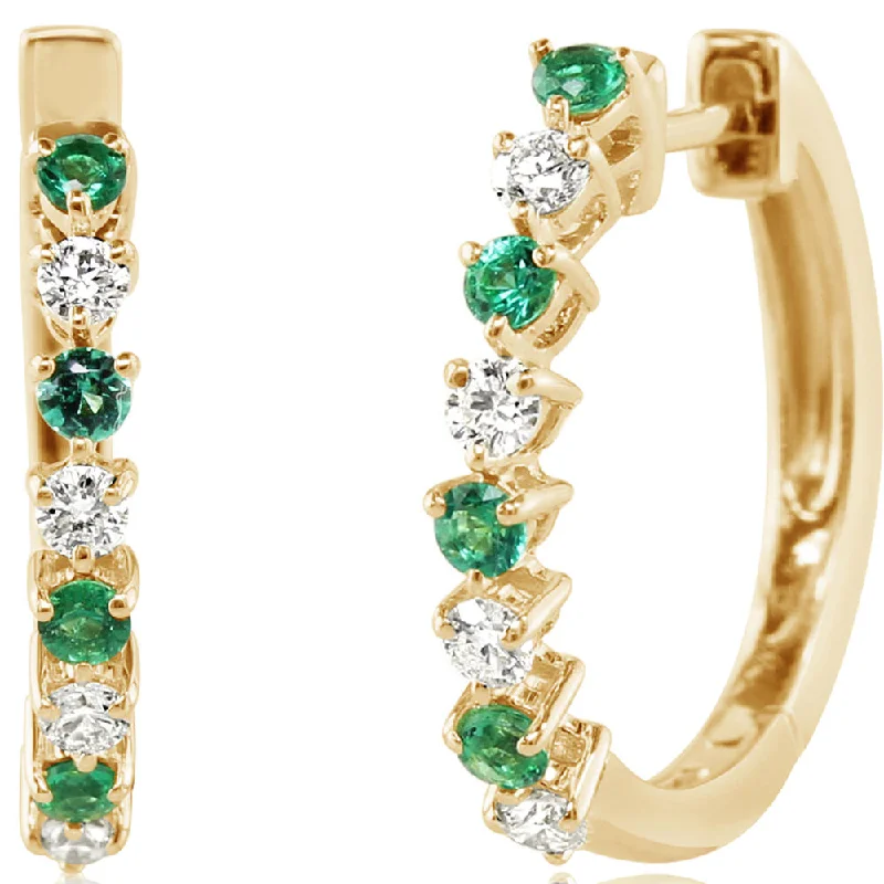 Make Your Outfit Shine With Discounted Jewelry 14K Yellow Gold Emerald/Diamond Hoop Earrings Make Your Outfit Shine With Discounted Jewelry 14K Yellow Gold Emerald/Diamond Hoop Earrings