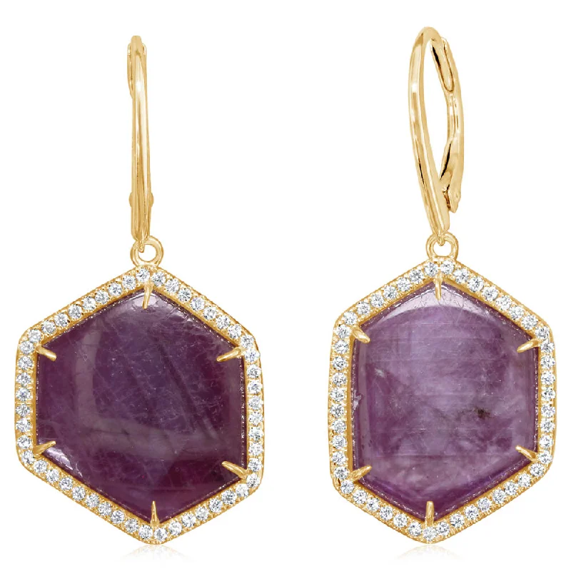 Timeless Beauty, Unbeatable Deals – Jewelry Sale On 14K Yellow Gold Ruby Slice/Diamond Earrings Timeless Beauty, Unbeatable Deals – Jewelry Sale On 14K Yellow Gold Ruby Slice/Diamond Earrings