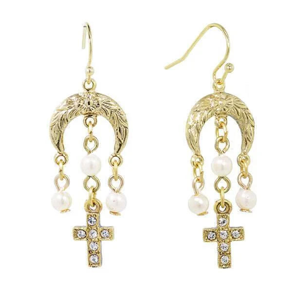 Elegant Jewelry, Affordable Luxury – Shop Now 1928 Jewelry Crescent Flower Moon Faux Pearls And Crystal Cross Dangle Earrings Elegant Jewelry, Affordable Luxury – Shop Now 1928 Jewelry Crescent Flower Moon Faux Pearls And Crystal Cross Dangle Earrings