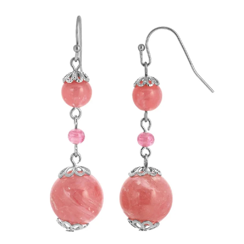 Handmade Pearl Jewelry For Timeless Elegance 1928 Jewelry Pink Coral Smooth Bead Dangle Earrings Handmade Pearl Jewelry For Timeless Elegance 1928 Jewelry Pink Coral Smooth Bead Dangle Earrings