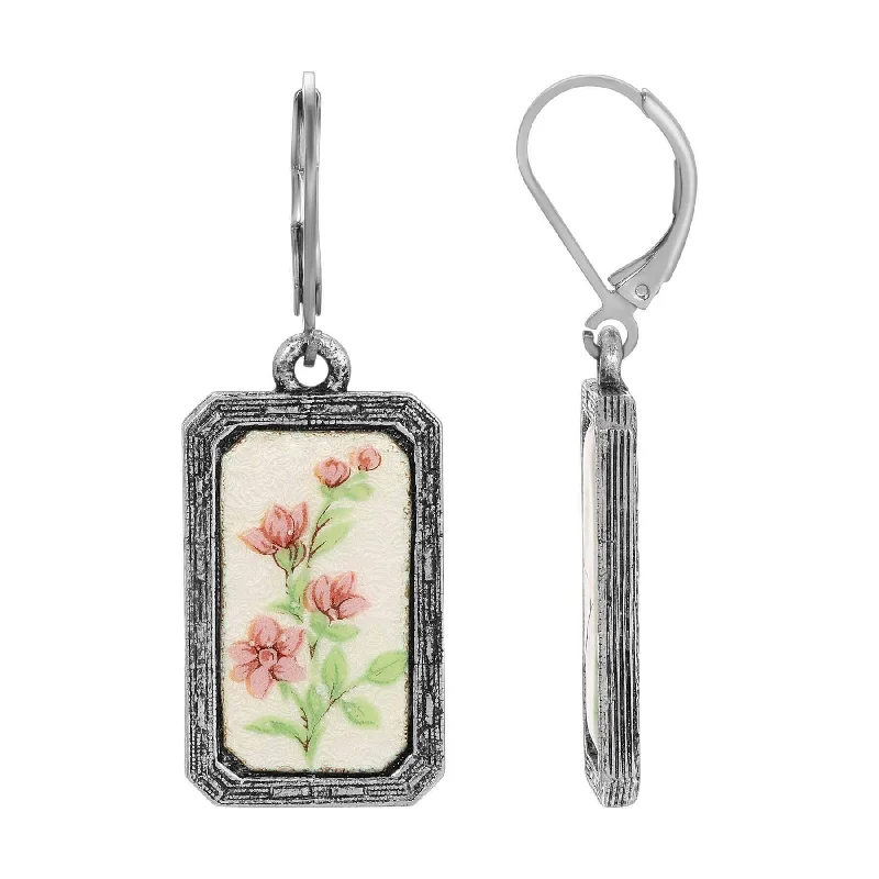 Special Offers On Handcrafted And Designer Jewelry 1928 Jewelry Pink Floral Antiqued Rectangular Drop Earrings Special Offers On Handcrafted And Designer Jewelry 1928 Jewelry Pink Floral Antiqued Rectangular Drop Earrings