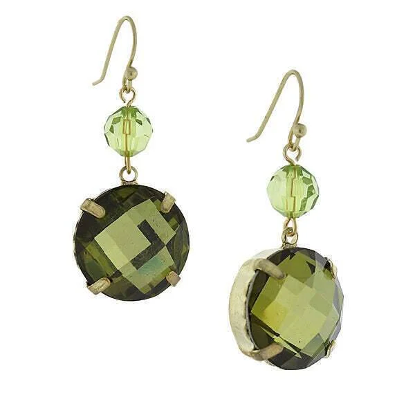 Versatile Layering Jewelry For Effortless Chic 1928 Jewelry Round Green Stone Dangle Earrings Versatile Layering Jewelry For Effortless Chic 1928 Jewelry Round Green Stone Dangle Earrings